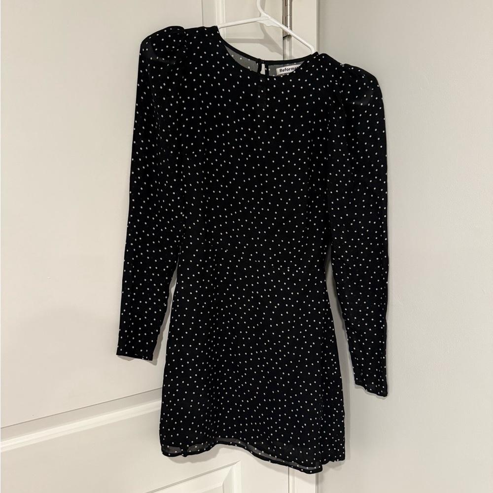 Reformation Black Polka dot dress